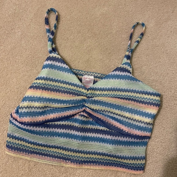 No Boundaries striped knit cropped halter top-large like new - Picture 1 of 5